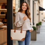 Women's Beige Canvas Handbag | 2026