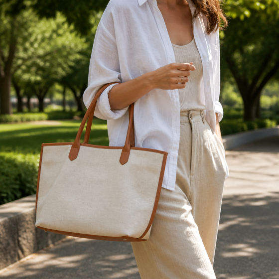 Women's Beige Canvas Handbag | 2026