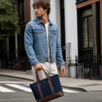 Men's Navy Canvas Handbag | 2026