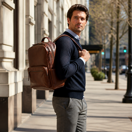 Men's Brown Leather Backpack | 2026