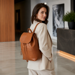 Women's Cognac Leather Backpack | 2026