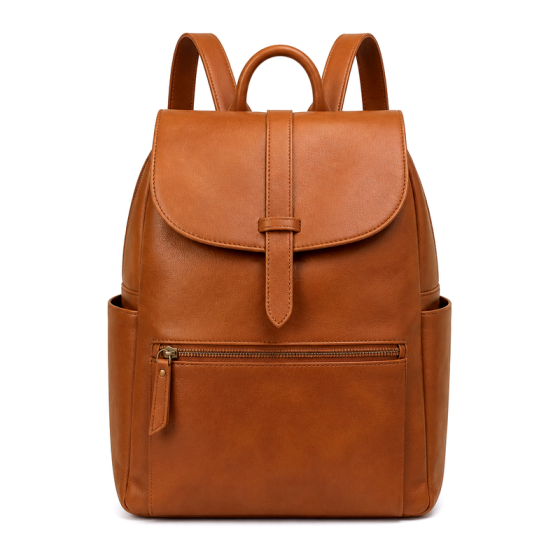 Women's Cognac Leather Backpack | 2026