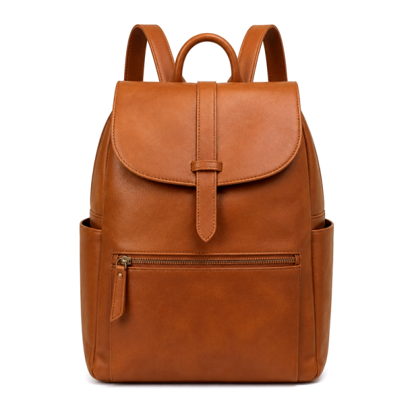 Women's Cognac Leather Backpack | 2026