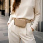 Women's Beige Leather Belt Bag | 2026