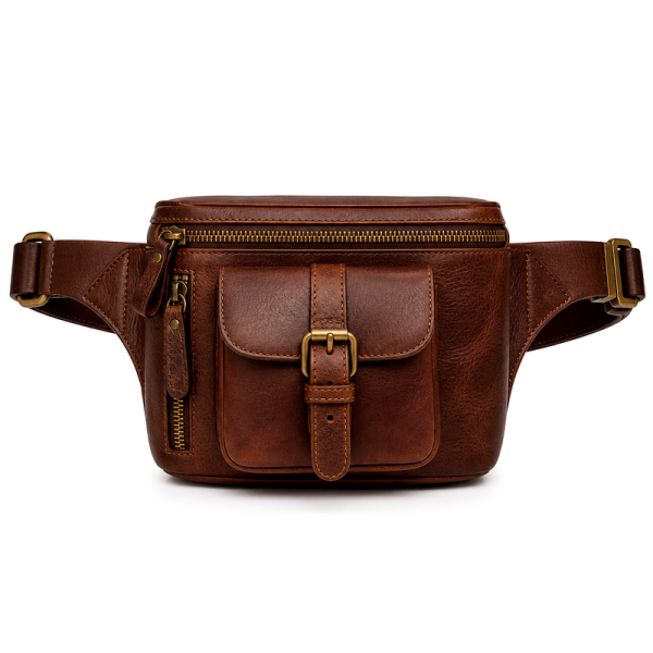 Men's Brown Leather Belt Bag | 2026