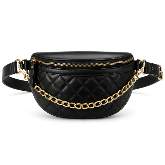 Women's Black Chain Belt Bag | 2026