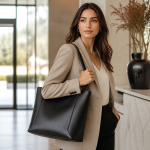 Women's Black Leather Tote | 2026