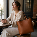 Women's Cognac Zip Tote | 2026
