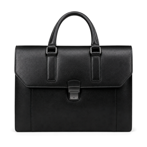 Men's Black Leather Briefcase | 2026