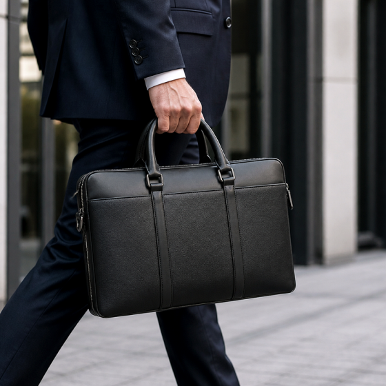 Men's Black Leather Briefcase | 2026