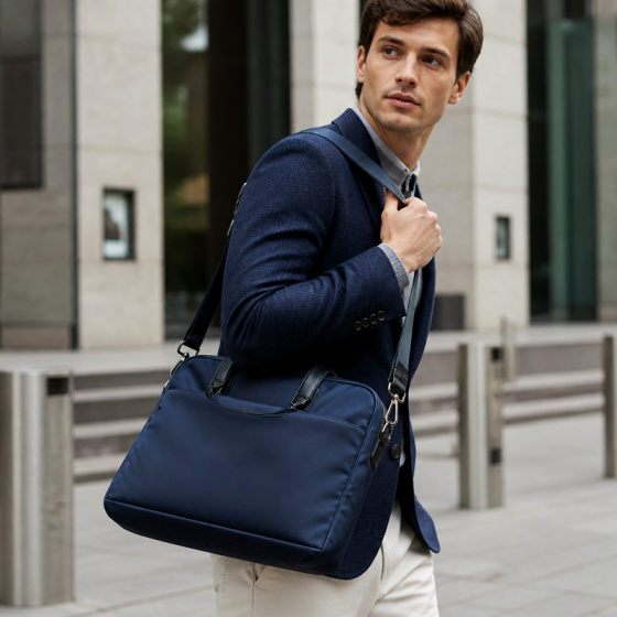 Men's Navy Nylon Briefcase | 2026