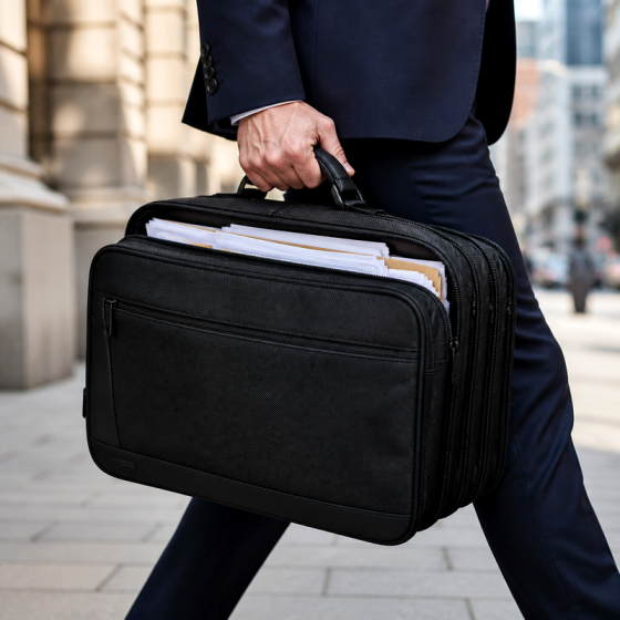 Men's Expandable Black Briefcase | 2026
