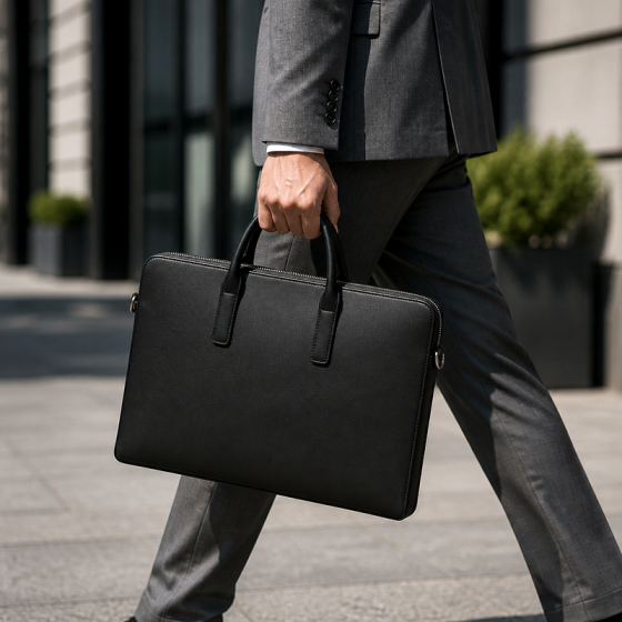 Men's Slim Black Briefcase | 2026
