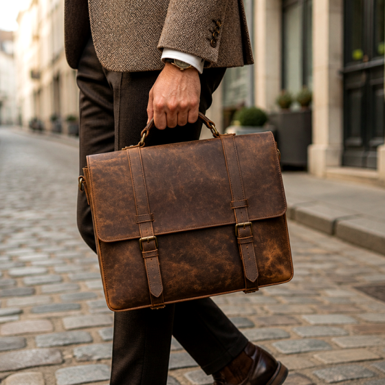 Men's Vintage Brown Briefcase | 2026