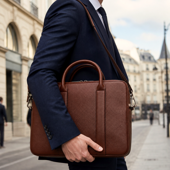 Men's Brown Leather Laptop Bag | 2026