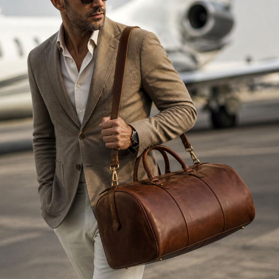 Men's Brown Leather Duffel | 2026