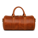 Cognac Leather Barrel Duffel | 2026