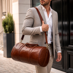 Cognac Leather Barrel Duffel | 2026