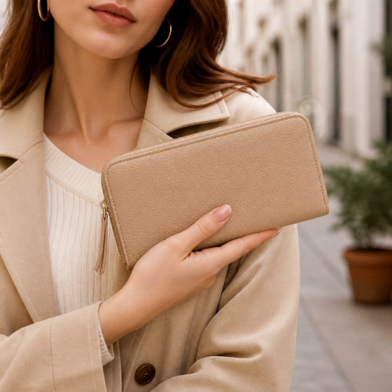 Women's Beige Zip Wallet | 2026